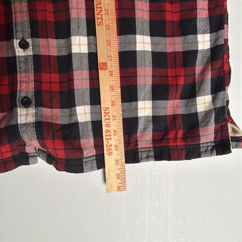 LL Bean Fleece Lined Flannel Shirt Jacket Mens XXL Tall Red Plaid Sherpa - Picture 6 of 6